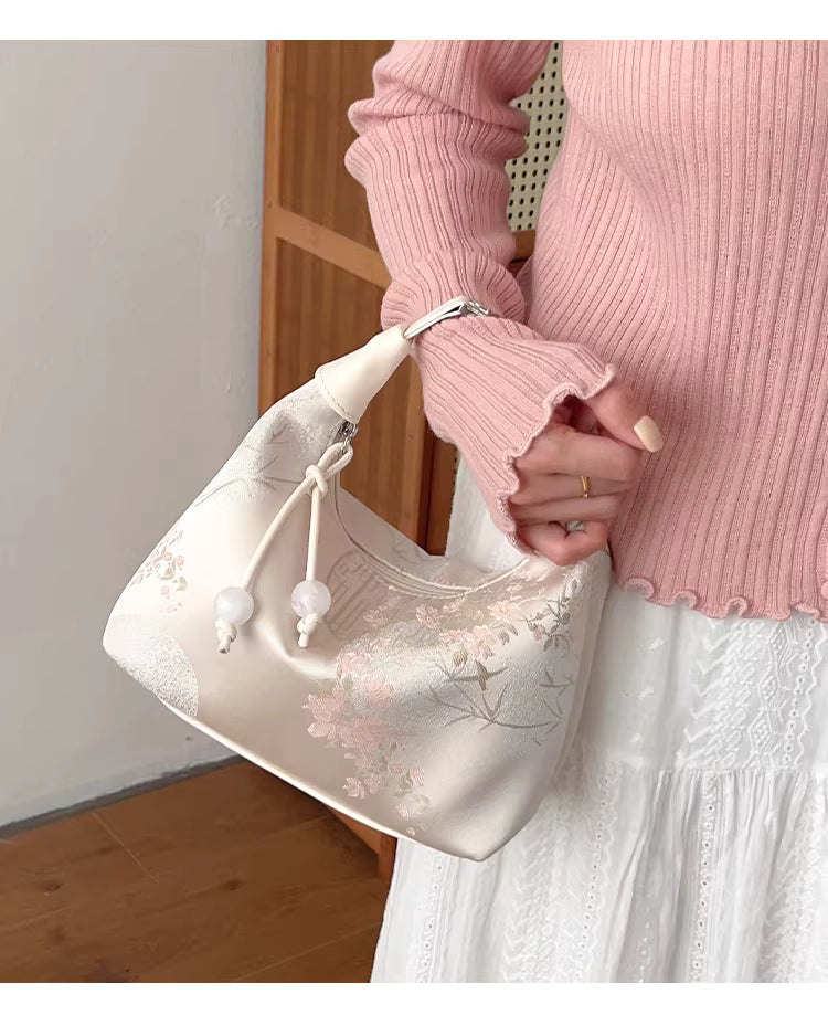 Custom Chinese Style Silk Embroidered Qipao Bag for Women | 2025 New Autumn & Winter Collection | Crossbody Dumpling Bag | Vintage Chinese Modern Handbag