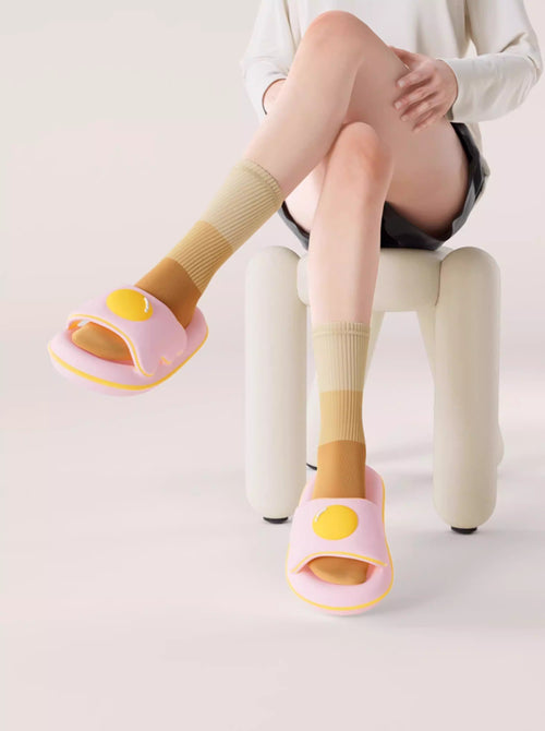 Custom Egg Yolk Slippers for Women | 2025 New Summer Style | Non-Slip Thick-Soled Sandals, Indoor & Outdoor Wear