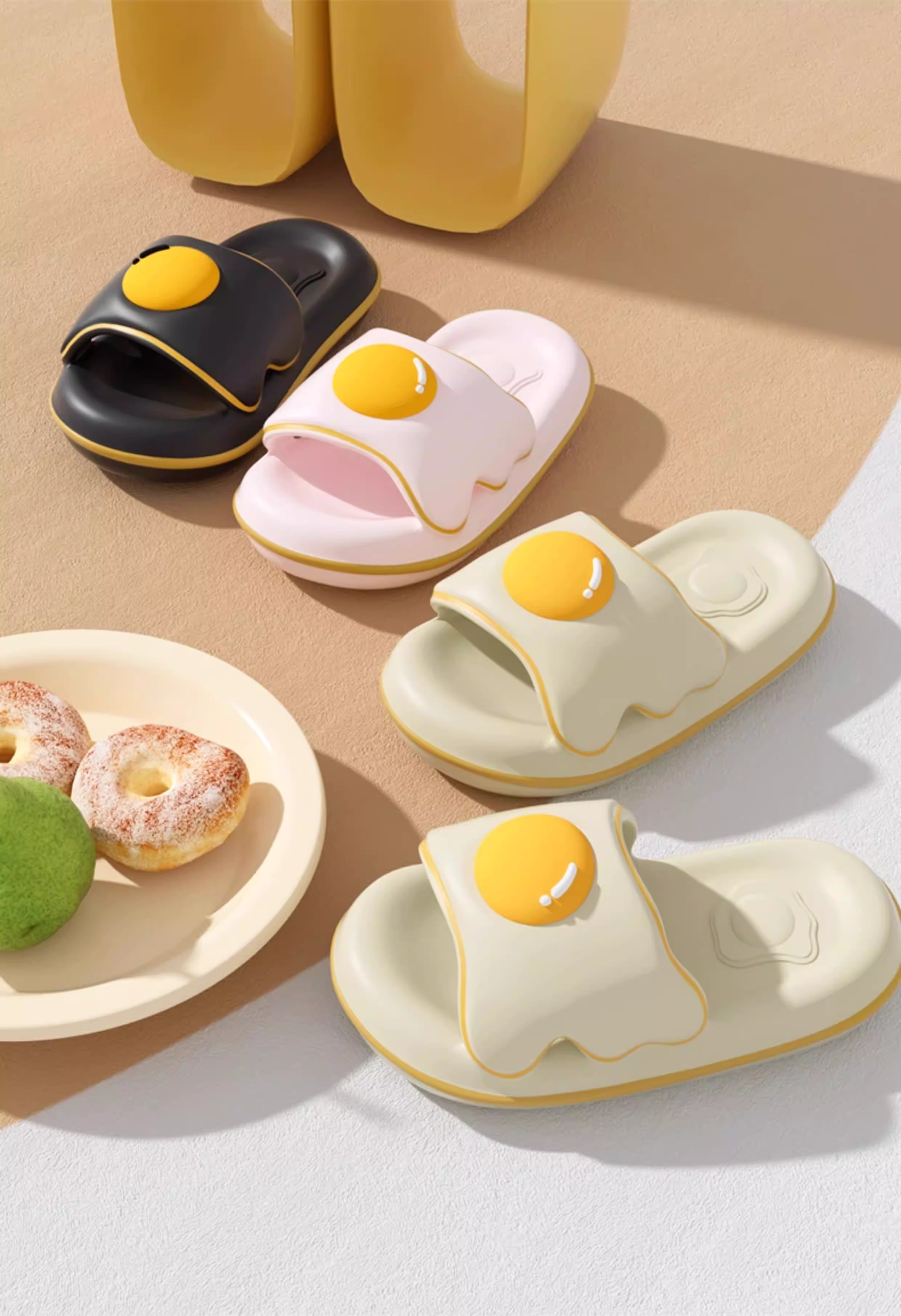Custom Egg Yolk Slippers for Women | 2025 New Summer Style | Non-Slip Thick-Soled Sandals, Indoor & Outdoor Wear